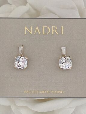 Nadri A La Carte Cubic Zirconia Drop Earrings Gold Precious Metal Plated Wedding
